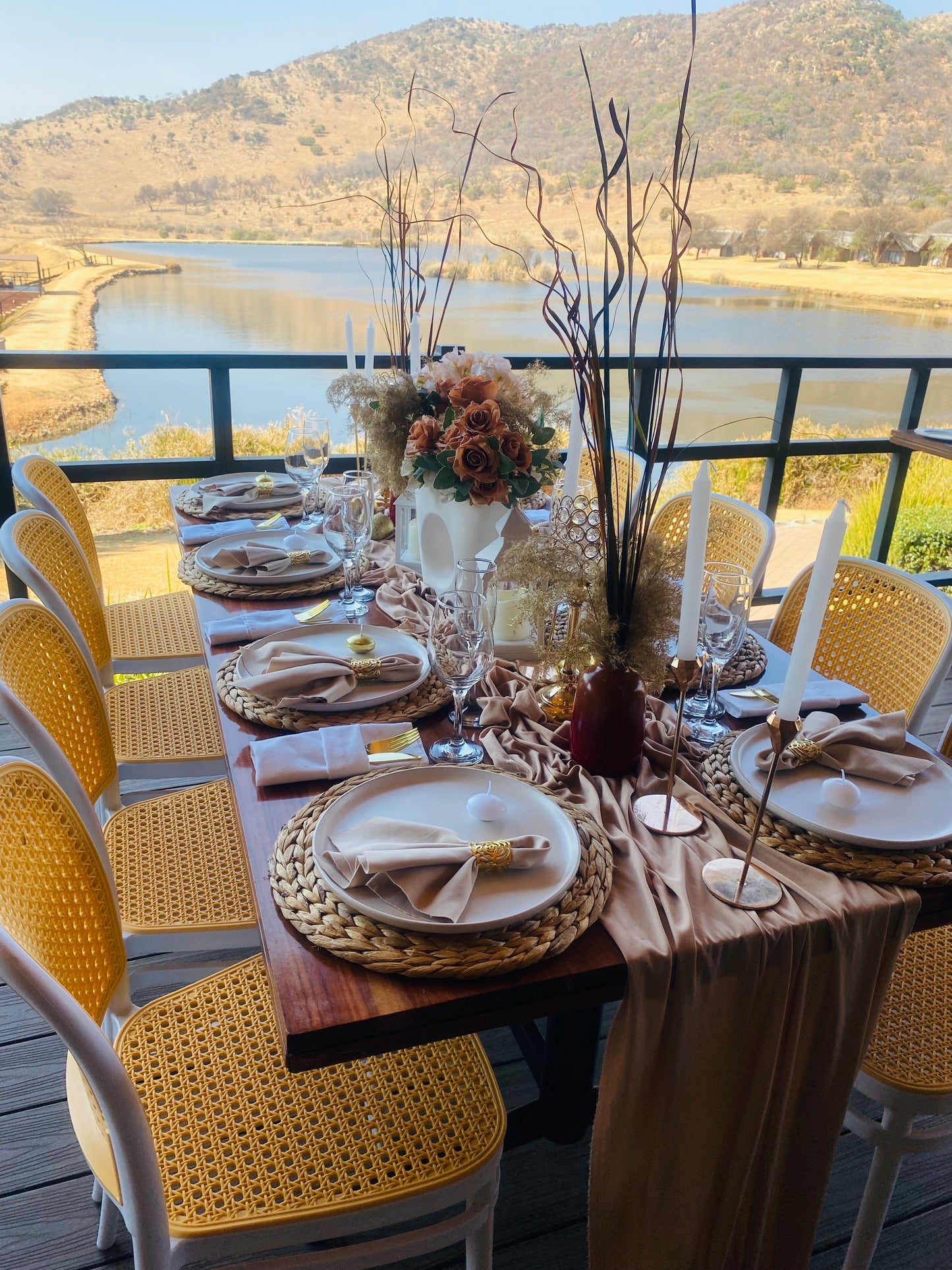 Beige Nude table setup for a luxury intimate event 